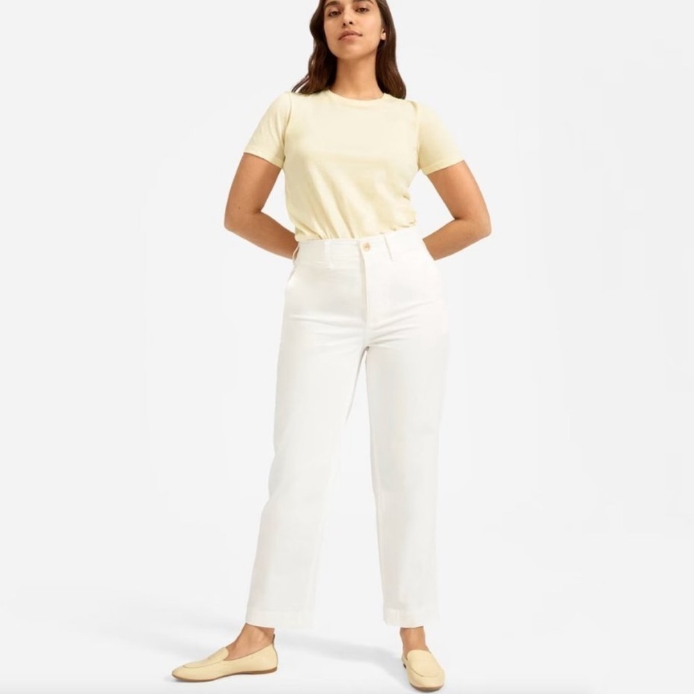 NEW EVERLANE The Lightweight Straight-Leg Crop in Off-White Size 2